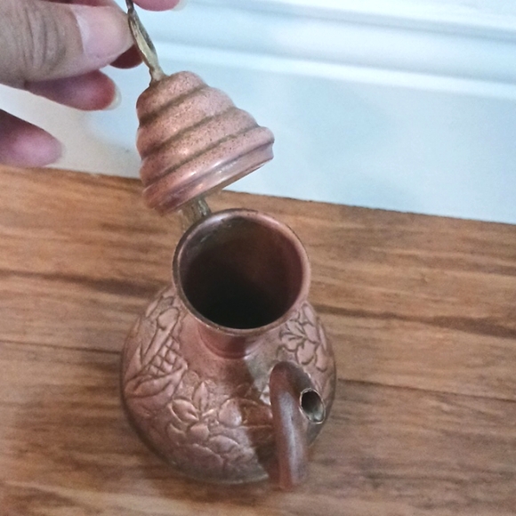Vintage Aftaba Copper Teapot with Brass Handle Arbian Middle Eastern - Picture 6 of 6